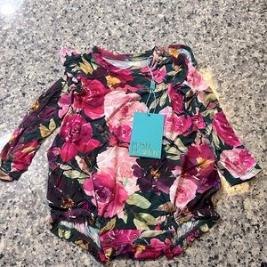 NWT! Posh Peanut Floral Ruffle Shoulder Onesie